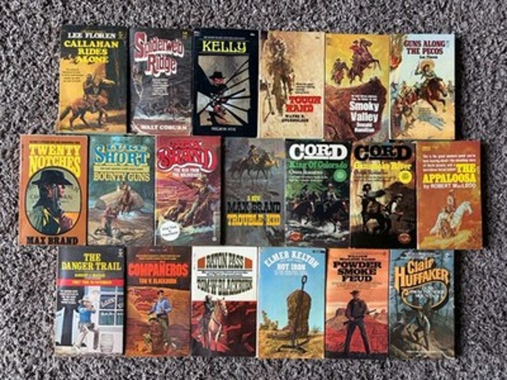 Lot of 18 Vintage Western Paperback Books Max Brand Luke Short Kelton (0230)